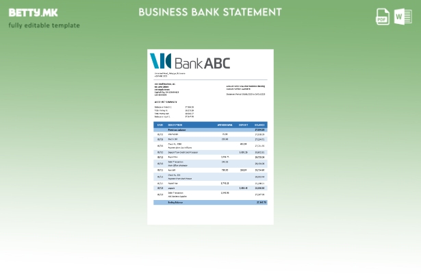 Модерен стил на банкарска компанија ABC што го проверува изводот на сметката Шаб